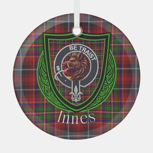 Adorno De Cristal Innes Scottish Clan Tartan & Crest (Anverso)