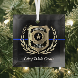 Adorno De Cristal Insignia de la policía delgada de la Línea Azul