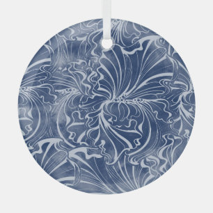 Adorno De Cristal Iris de Acuarela: Índigo Vintage Nouveau