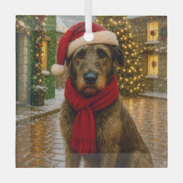 Adorno De Cristal Irish Wolfhound Holiday 