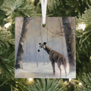 Adorno De Cristal Italian Greyhound Deja que nieve Navidad