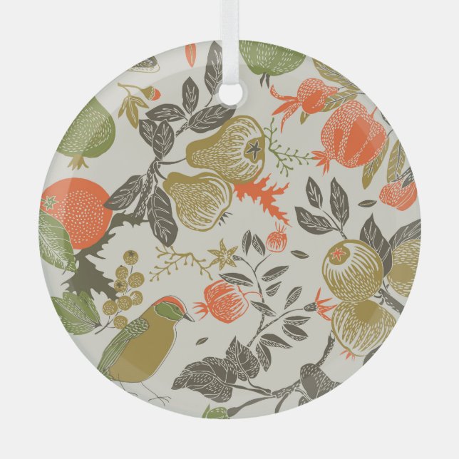 Adorno De Cristal Jardín de la fruta de las aves: sin mar (Anverso)