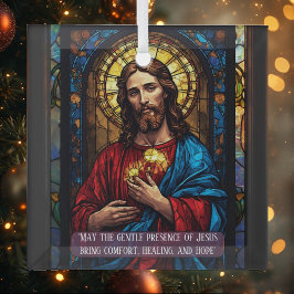 Adorno De Cristal Jesus Icon of Healing Religious Christmas Quote 