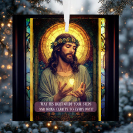 Adorno De Cristal Jesús Luz del Mundo Cita Religiosa de Navidad