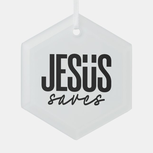 ADORNO DE CRISTAL JESUS SAVES (Anverso)