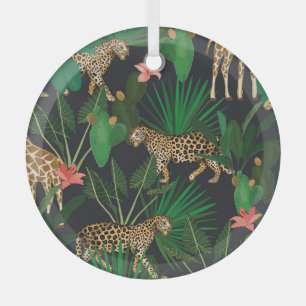 Adorno De Cristal jirafas, leopardos, patrón animal vintage.