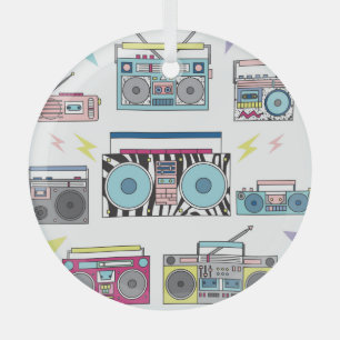 Adorno De Cristal Jugadores de Cassette Retro: Arte de época de los