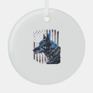 Adorno De Cristal K9 Pastor de Policía Alemana Perro Bandera delgada