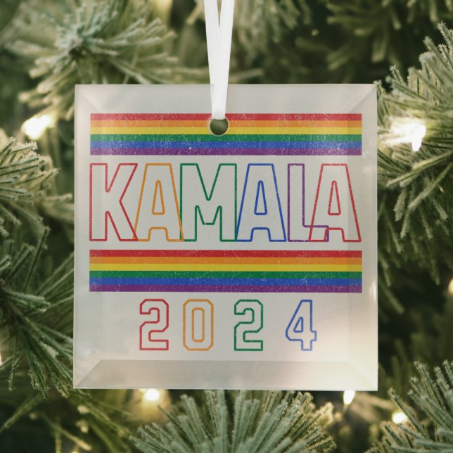 Adorno De Cristal Kamala Harris 2024 Rainbow LGBTQ Retro (in situ)