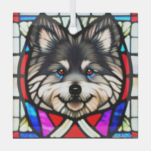 Adorno De Cristal Keeshond "Vidrio Manchado"