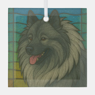 Adorno De Cristal Keeshond "Vidrio Manchado"
