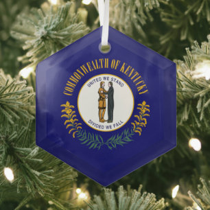 Adorno De Cristal Kentucky: Commonwealth Bluegrass Bandera del estad