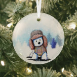 Adorno De Cristal KiniArt Winter Westie Terrier<br><div class="desc">KiniArt invierno Westie Terrier arte de perro por el artista contemporáneo PUP,  Kim Niles. © Kim Niles,  KiniArt™ - Todos los derechos reservados.</div>