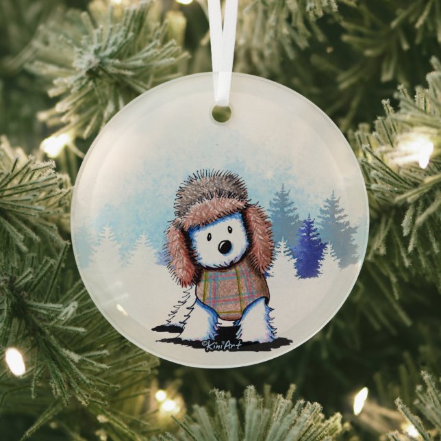 Adorno De Cristal KiniArt Winter Westie Terrier (in situ)