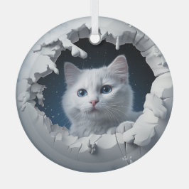 Adorno De Cristal Kitty Curioso Blanco