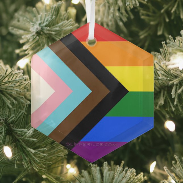 Adorno De Cristal La Bandera del Orgullo del Progreso de SlipperyJoe (in situ)