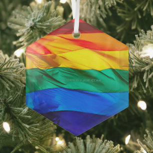 Adorno De Cristal La bandera del orgullo gay de SlipperyJoe's ondean