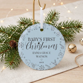 Adorno De Cristal La primera Navidad de bebé Nombre personalizado Re