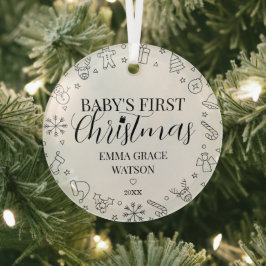 Adorno De Cristal La primera Navidad del bebé con nombre personaliza