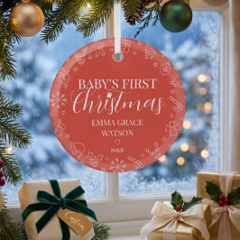 Adorno De Cristal La primera Navidad del bebé con nombre personaliza
