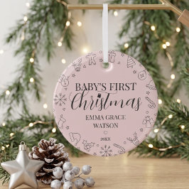 Adorno De Cristal La primera Navidad del bebé con nombre personaliza