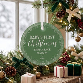 Adorno De Cristal La primera Navidad del bebé con nombre personaliza