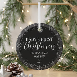 Adorno De Cristal La primera Navidad del bebé con nombre personaliza