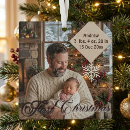 Adorno De Cristal La primera Navidad del bebé con Papá Copos de Niev