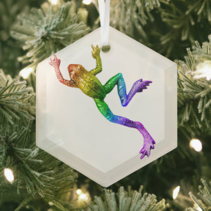 Adorno De Cristal La rana del Orgullo de SlipperyJoe reptando arcoír