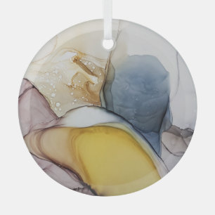 Adorno De Cristal La tinta de alcohol gira, el tinte amarillo, abstr