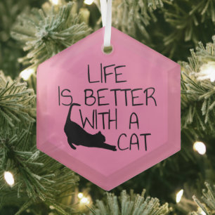 Adorno De Cristal La vida es mejor con un gato