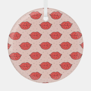 Adorno De Cristal labios personalizados: patrón de doodle feminista.