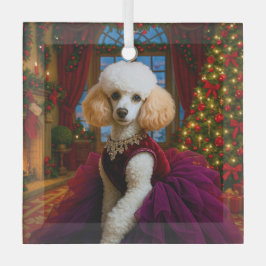 Adorno De Cristal Lady Violet White Poodle Holiday 