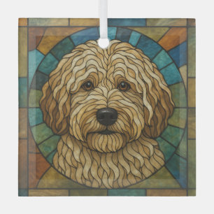 Adorno De Cristal Lagotto Romagnolo Perro "Vidrio Manchado"