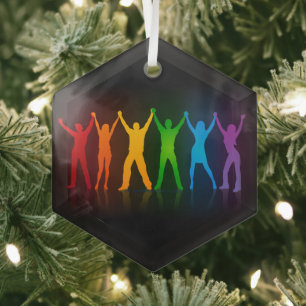 Adorno De Cristal Las seis siluetas de pie de Slipperyjoe con los br
