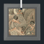 Adorno De Cristal Leaf Faeries Mending Leaves<br><div class="desc">fairyland vintage painting of cute and sweet little fairies with leaf hats and leaf dresses mending large green leaves with needle and thread in the company of a ladybird who is watching the fairies mend the tree leaves. decorative vintage watercolor painting of industrious fairies working together at mending large green...</div>