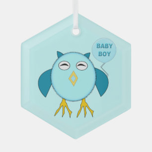 Adorno De Cristal Lechuza Cute Blue Baby