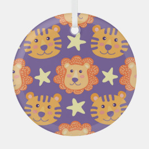 Adorno De Cristal Leones y tigres personalizados: Vintage