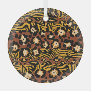 Adorno De Cristal Leopardo, pieles de tigre, patrón salvaje.