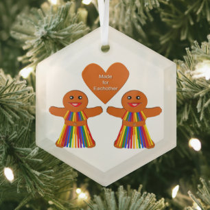 Adorno De Cristal Lesbian Christmas Gingerbread Ladies Couple