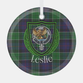 Adorno De Cristal Leslie Scottish Clan Tartan & Crest