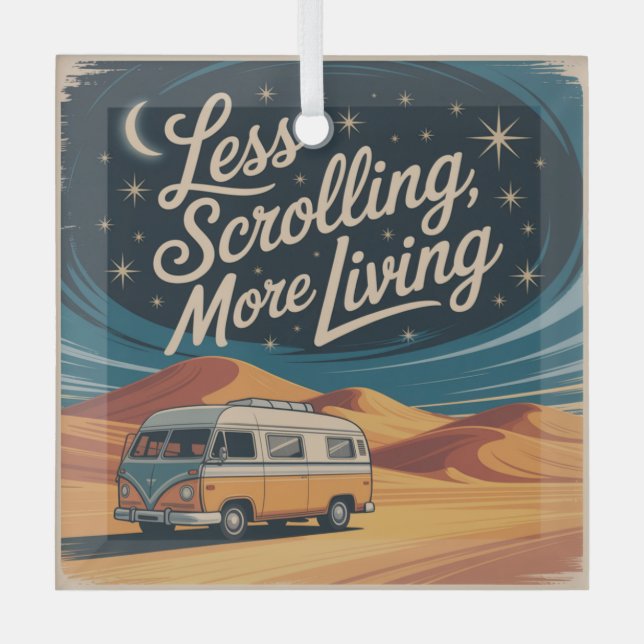 Adorno De Cristal Less Scrolling, More Living (Anverso)
