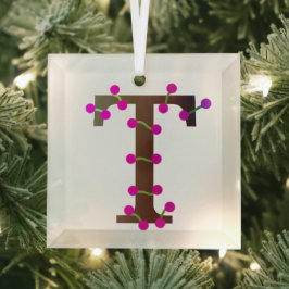 Adorno De Cristal Letra T decorativa inicial en