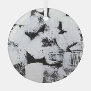 Adorno De Cristal Lienzo pintado abstracto blanco negro.