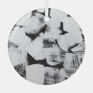 Adorno De Cristal Lienzo pintado abstracto blanco negro.