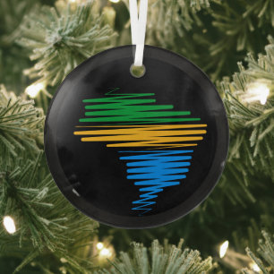 Adorno De Cristal Límite de mapa de Brasil con colores de bandera br