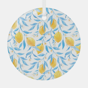 Adorno De Cristal Limones acuarelas: patrón dibujado a mano.