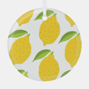 Adorno De Cristal Limones amarillos, patrón artístico sin costura.