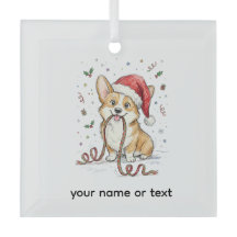 Lindo Corgi de Navidad con sombrero de Santa soste