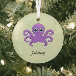 Adorno De Cristal Lindo pulpo morado verde